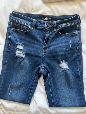 Enjean Blue Distressed Women's Skinny Jeans